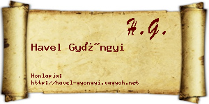 Havel Gyöngyi névjegykártya